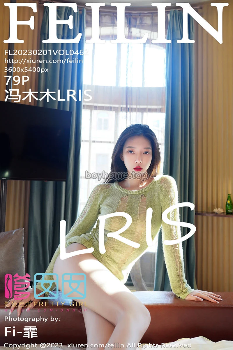 [FeiLin嗲囡囡] VOL.462 女神冯木木LRIS酒店场景浅绿薄透上衣半脱秀惹火身材迷人写真