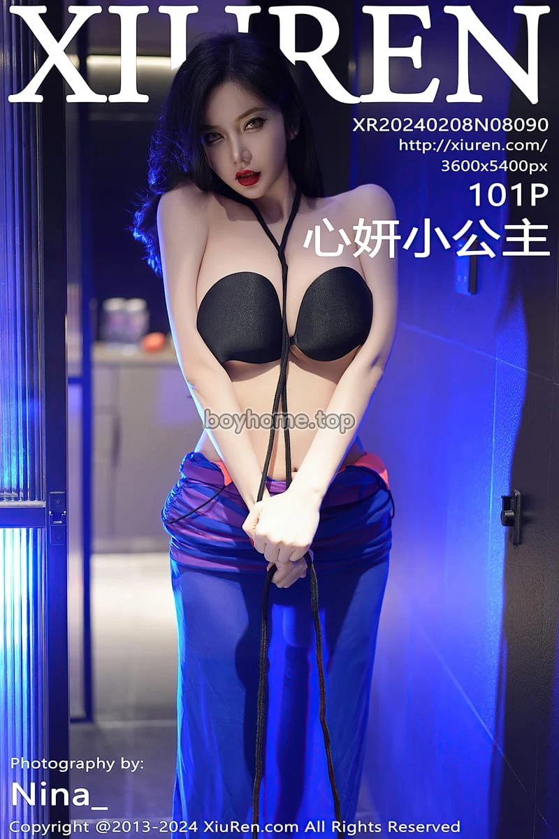 [XiuRen秀人网] No.8090 女神心妍小公主情趣捆绑紫色露肩连衣裙配黑丝袜迷人诱惑写真