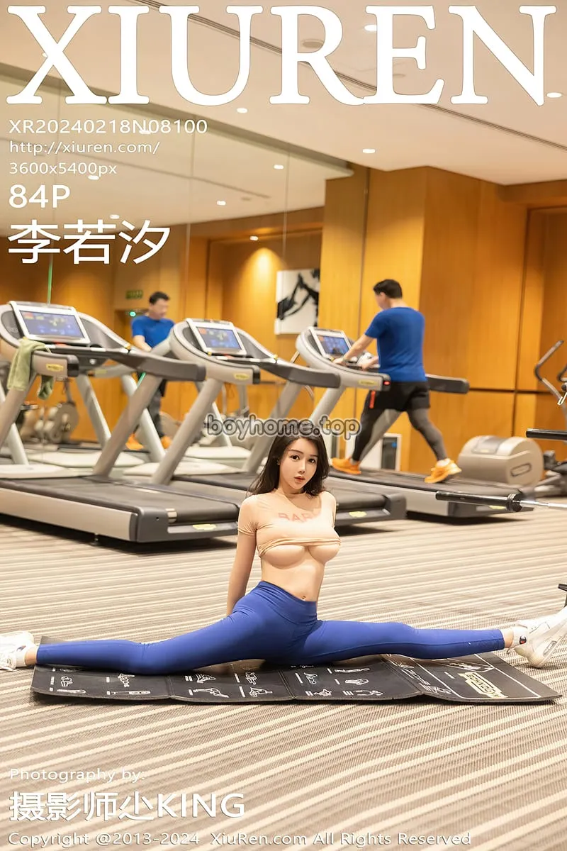 [XiuRen秀人网] No.8100 模特李若汐健身场所橙色上衣配蓝色运动裤秀完美身材诱惑写真