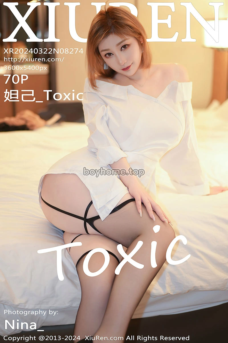 [XiuRen秀人网] No.8274 女神妲己_Toxic私房性感白色衬衫配黑丝吊袜秀丰满身材诱惑写真