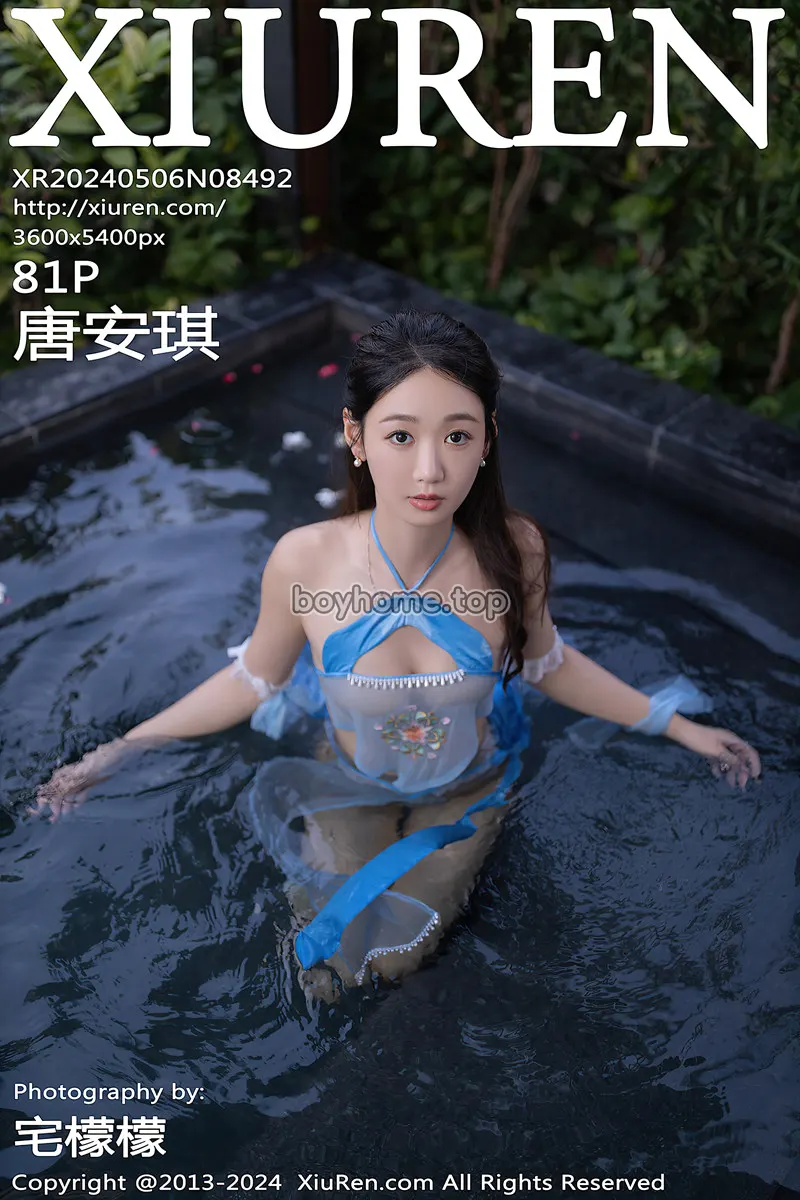 [XiuRen秀人网] No.8492 模特唐安琪户外泳池性感蓝色古装薄纱服饰秀柔美身段诱惑写真