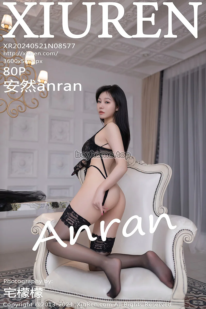 [XiuRen秀人网] No.8577 模特安然anran性感黑色情趣内衣配黑丝袜秀柔美身段完美诱惑写真