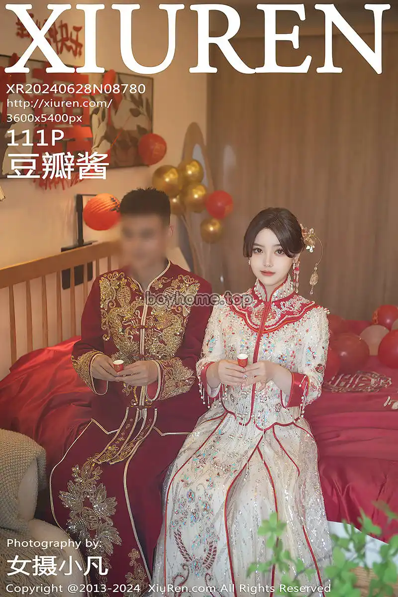 [XiuRen秀人网] No.8780 模特豆瓣酱闹新娘主题红色新娘装配超薄肉丝秀丰腴身材诱惑写真