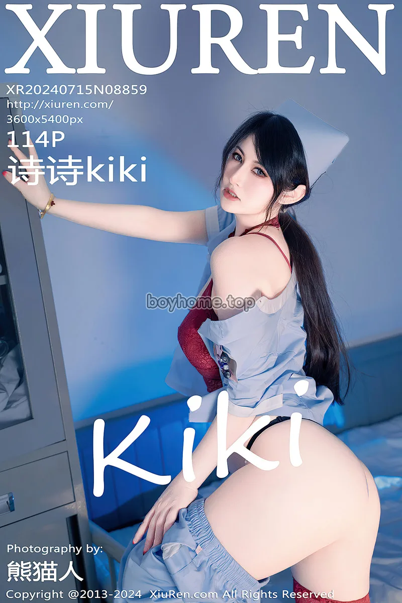 [XiuRen秀人网] NO.8859 模特诗诗kiki性感灰色护士服露红色蕾丝内衣秀丰满身材诱惑写真