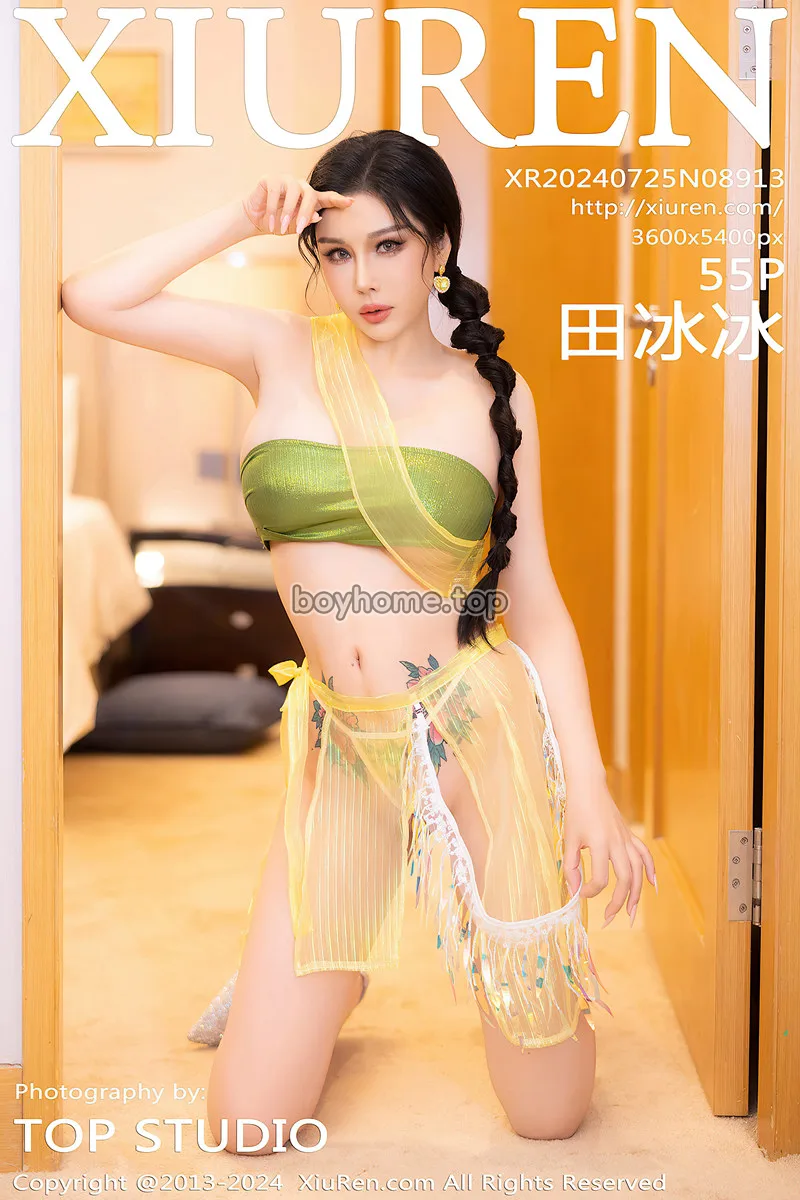 [XiuRen秀人网] NO.8913 模特田冰冰性感黄色情趣服饰露抹胸内衣秀完美身材惹火诱惑写真