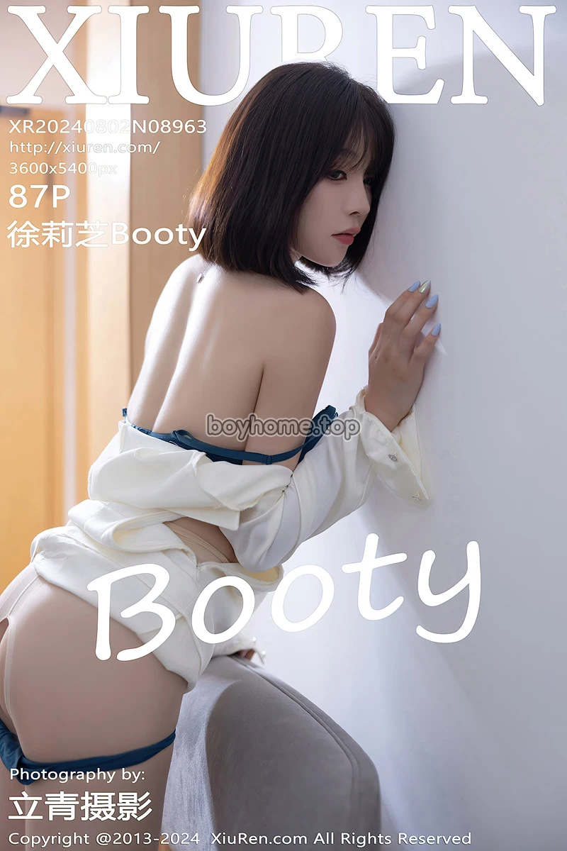 [XiuRen秀人网] NO.8963 女神徐莉芝Booty性感白色服饰露蓝色内衣配白丝袜迷人诱惑写真