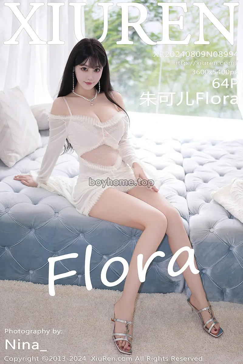 [XiuRen秀人网] NO.8994 女神朱可儿Flora性感白色情趣服饰配蓝尾巴秀丰满身材诱惑写真