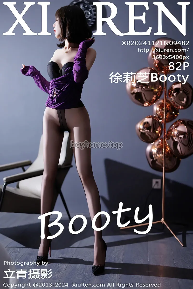 [XiuRen秀人网] NO.9482 女神徐莉芝Booty紫色连衣短裙露黑色蕾丝情趣内衣撩人诱惑写真