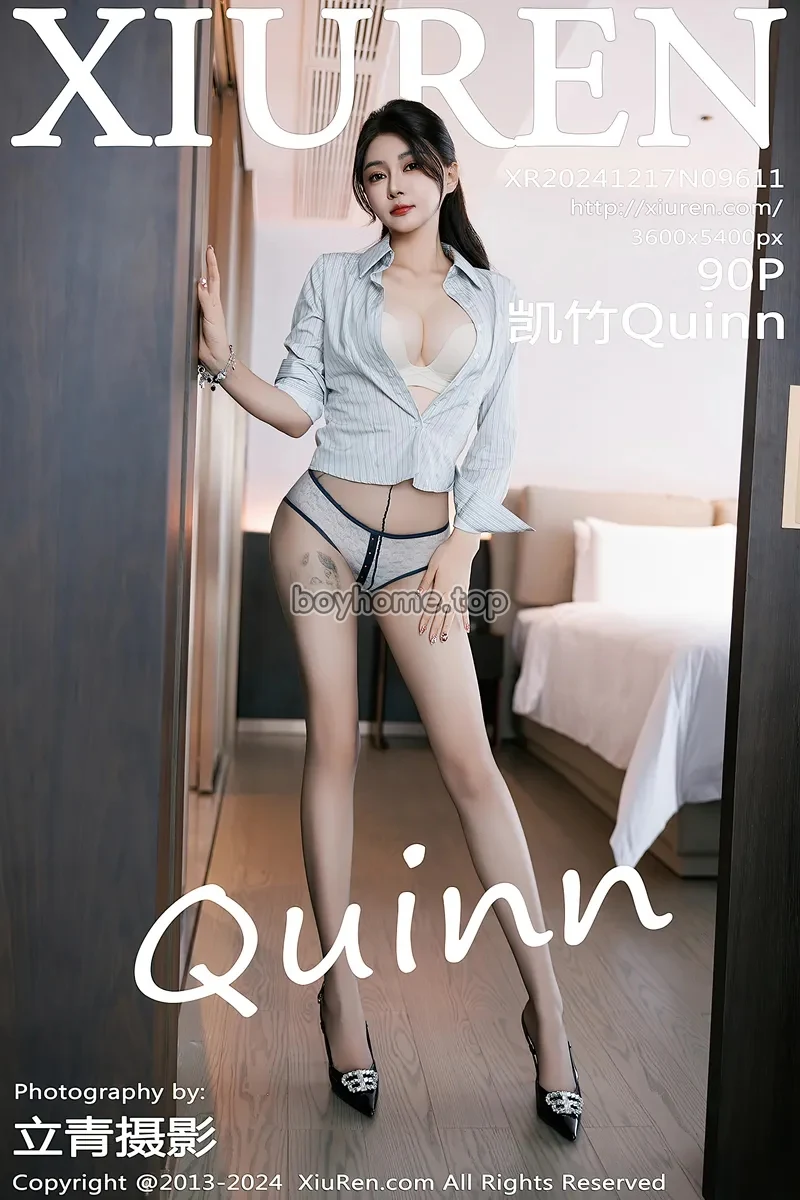 [XiuRen秀人网] NO.9611 模特凯竹Quinn浅色OL服饰露性感内衣配黑丝袜秀丰腴身姿诱惑写真