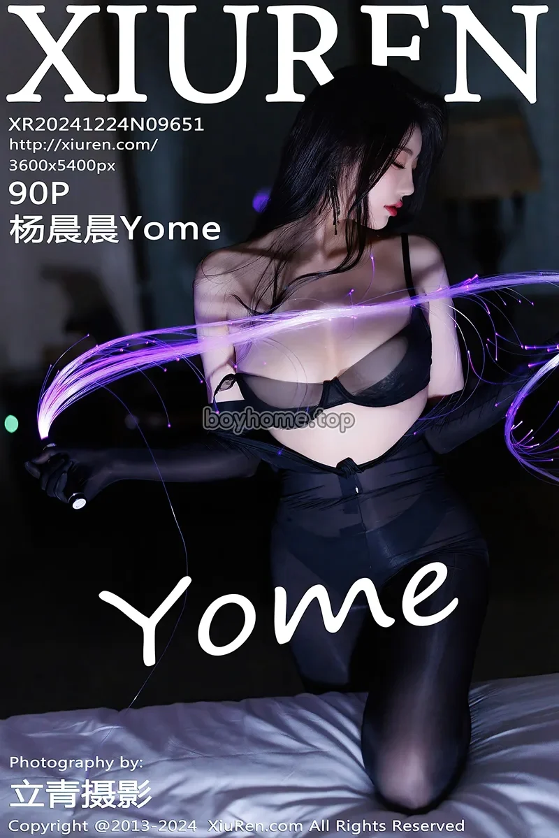 [XiuRen秀人网] NO.9651 女神杨晨晨Yome性感连体黑丝露黑色蕾丝内衣秀丰腴身材诱惑写真