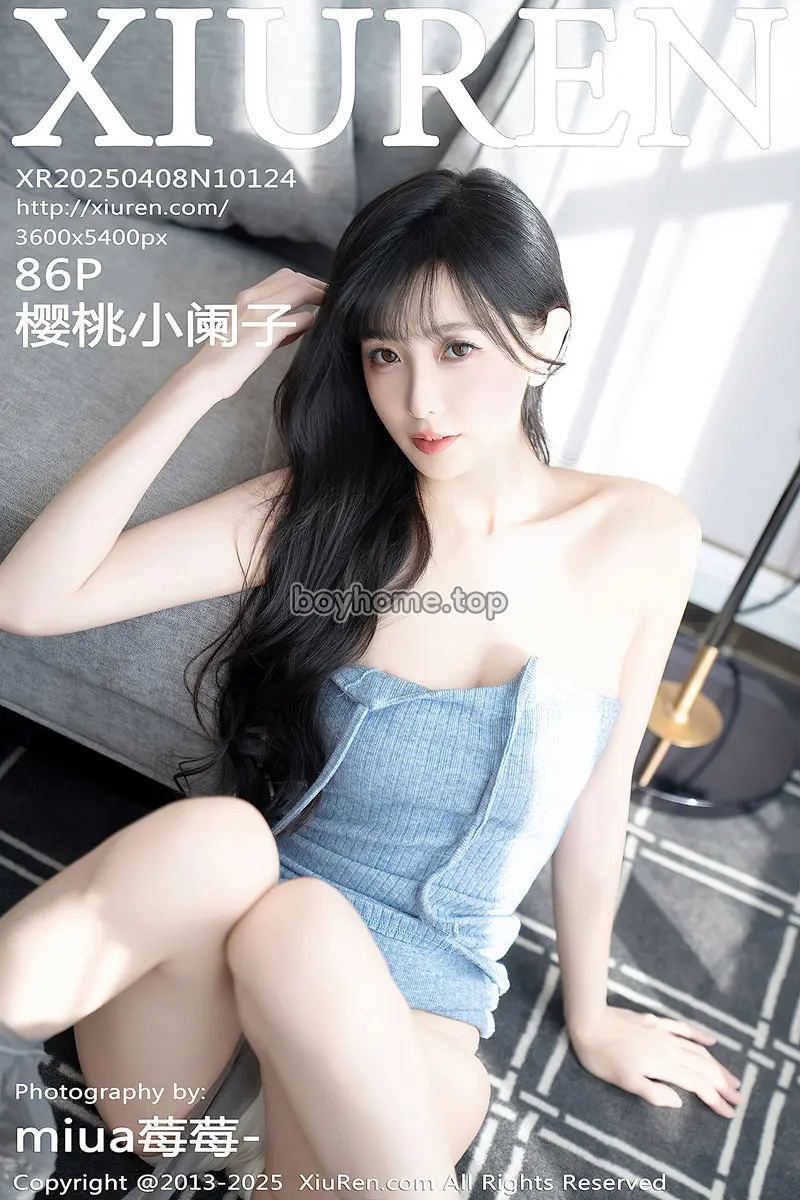 [XiuRen秀人网] NO.10124 模特樱桃小阑子性感浅蓝色连衣短裙配灰丝袜秀曼妙身姿诱惑写真