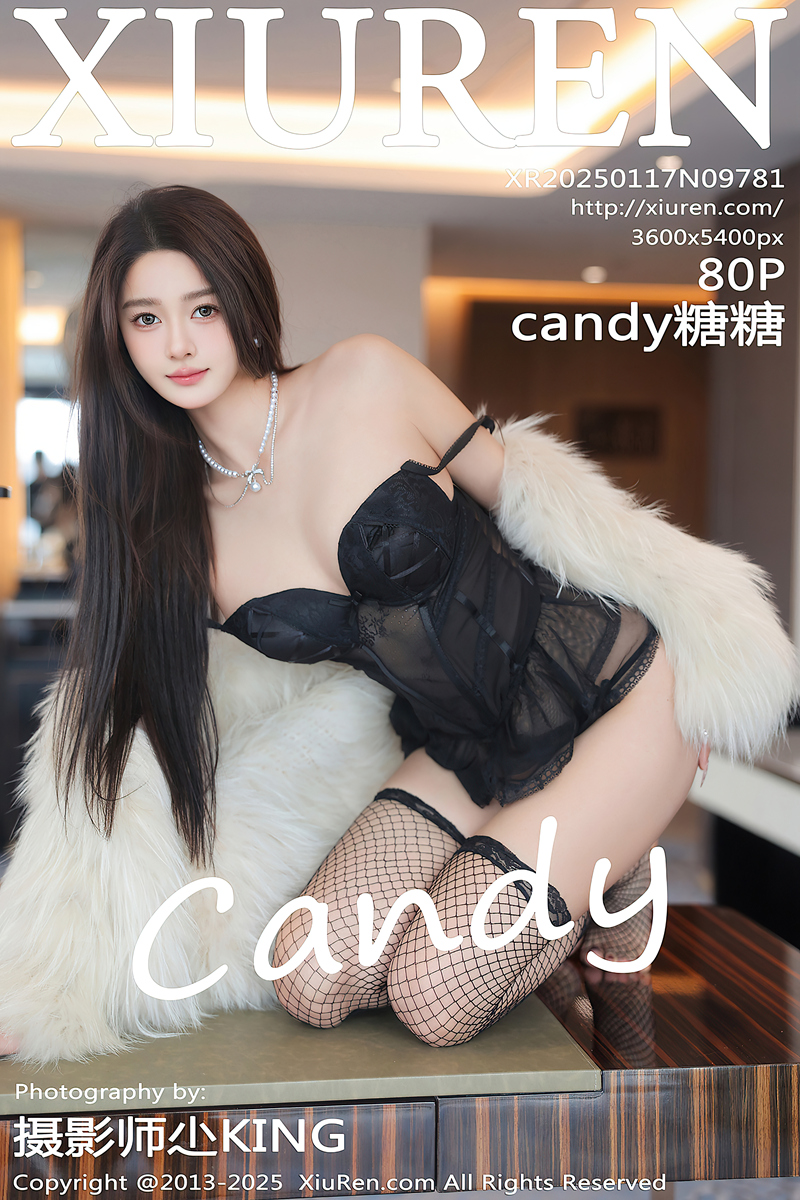 [XiuRen秀人网] NO.9781 模特Candy糖糖性感黑色情趣内衣配黑丝网袜秀完美身材诱惑写真